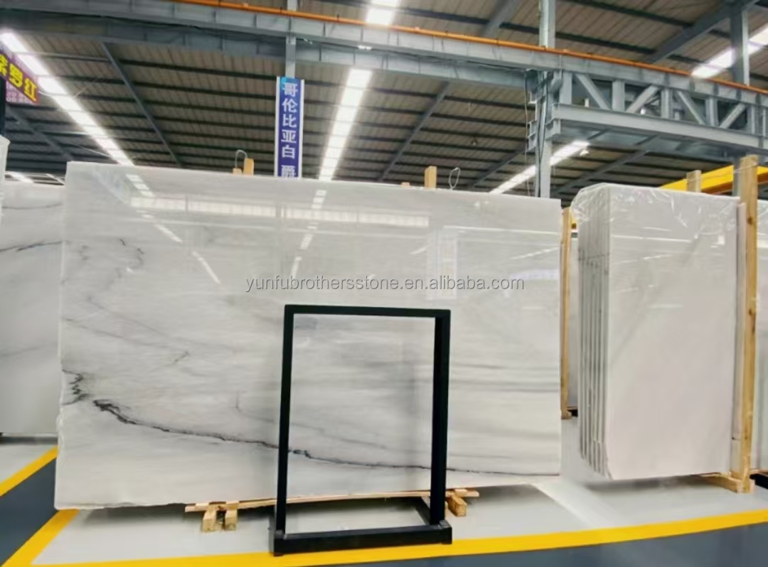 Hotel Design Style Modern White Marble TV Wall Board Panel for Home Renovation Project