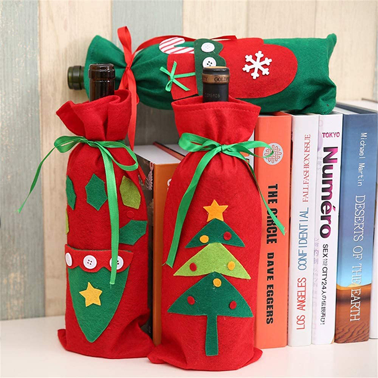 Popular Felt Christmas Single Bottle Carrier Bag Wine Cover Decoration