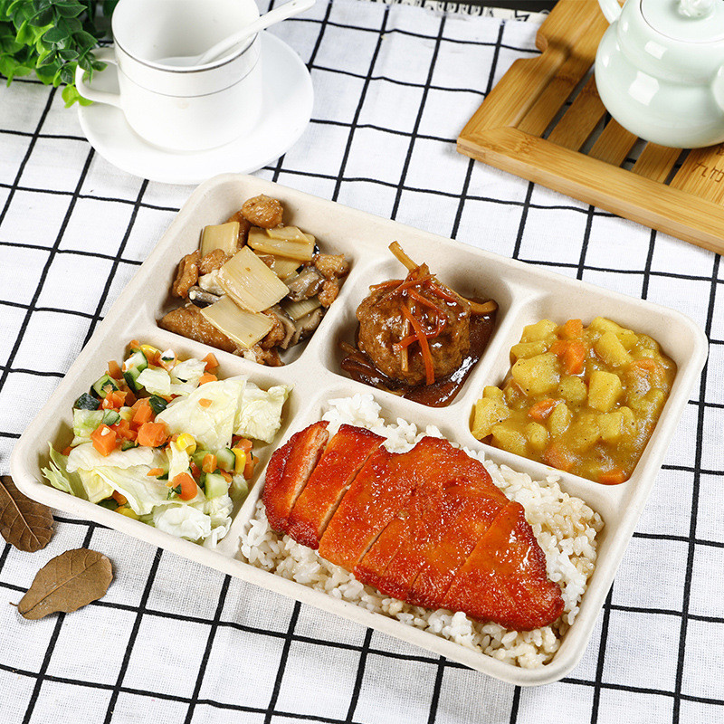 Bagasse Sugar Cane Fiber Compostable Paper Plate With Dividers