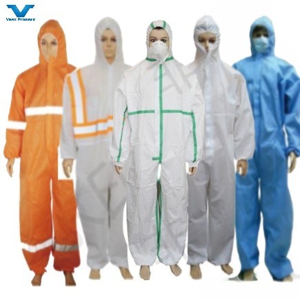 CE Type5&6 Anti-Splash Isolation Protective Hooded Nonwoven Coveralls