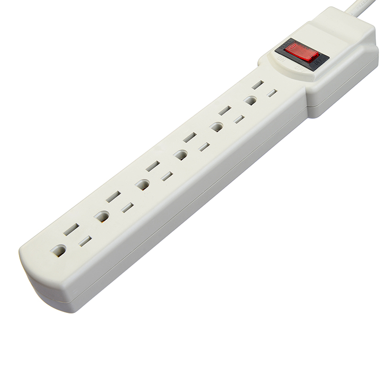 6 Outlet Power Strip with 2.5 Feet ETL Power Socket Extension and Durable Oxygen Free Bared Stranded Copper