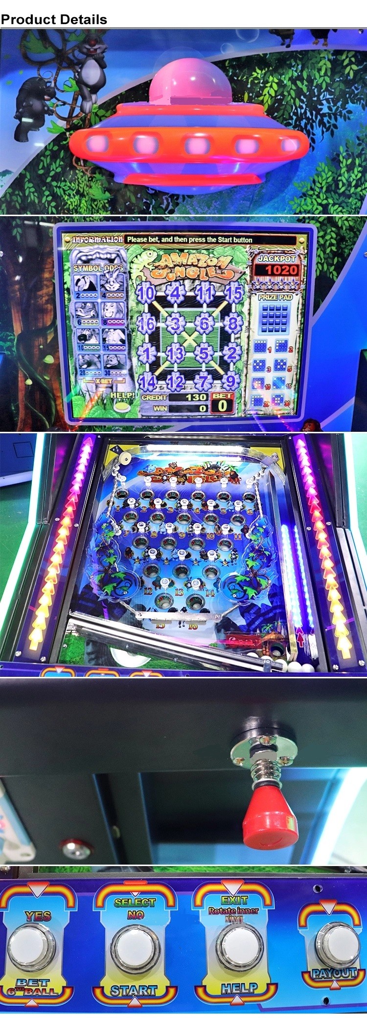 Jungle Vending Pinball Game Machine 1 Player Virtual 670 * 925 * 1850mm Size