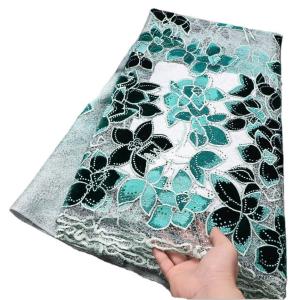 Quality Supoo 2023 Luxury Velvet Lace for Wedding Embroidery Velvet Fabric Tulle Lace with Stones wholesale