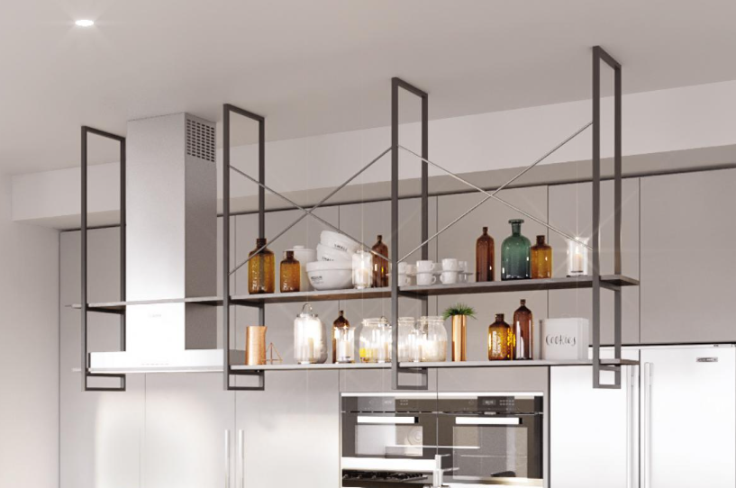 Steel Ceiling Shelf Mounted Wine Rack with European Style Iron Solid Wood Hanging Shelf