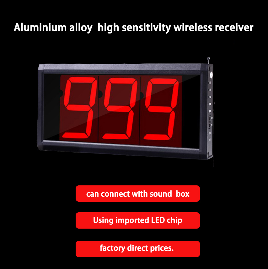 Best price 433.92MHz wireless pager system slim button and display receiver for restaurant
