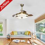 Decorative Retractable Ceiling Fan Light DC Motor Acrylic Blades