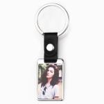 DIY Printable Metal Insert Sublimation Keyring Leather Strap Keychain Pendant