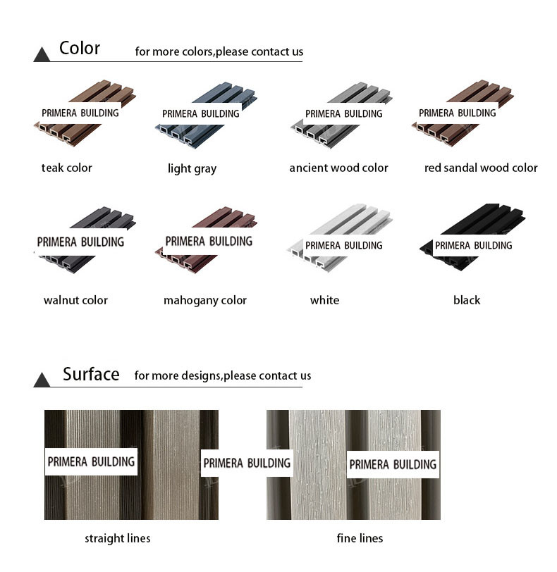 Brown 25x227mm WPC Cladding Wall Panel For Hotel Park Wood Plastic Composite Siding Grille Plank