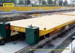 PLC Controlled Battery Transfer Cart , Rail Drive Steel Platform Motorized Wagon