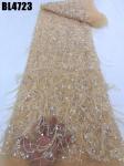 Popular red 3d feathers lace tulle net sequins lace dress french fabric wedding