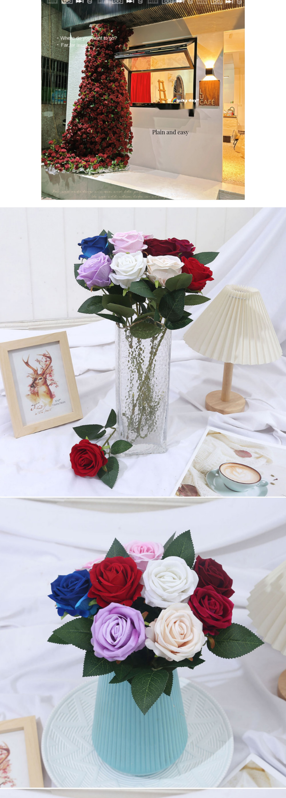 Custom Artificial Single Velvet Rose for Mother's Day Events Decoration and Occasion