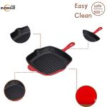 Non Stick Pre Season Cast Iron Square Grill Pan 10 Inch Easy Clean