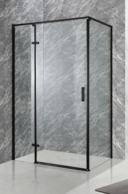 Stylish Shower Enclosure With Black Aluminium And Clear Glass