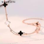 20cm 0.12oz Four Leaf Clover Bracelet 925 Lead Free Silver Slider Bracelet