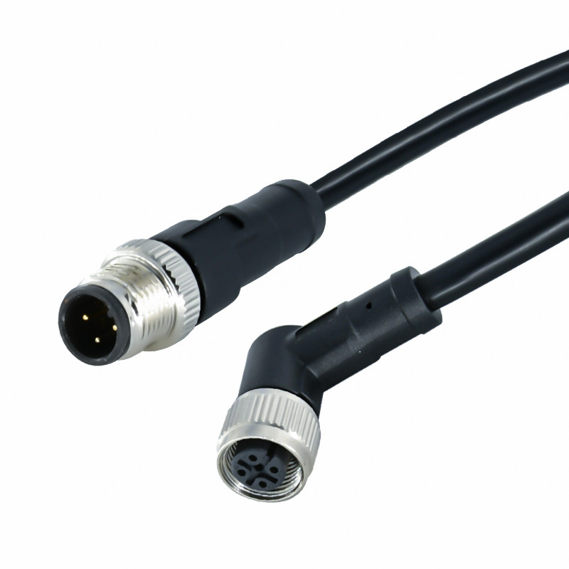 Straight 90 Degree Waterproof Circular Connector A Code Male Female M12 3 Pin Connector