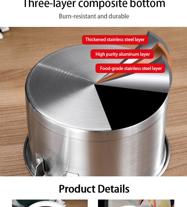 Amazon Top Seller Multipurpose 6PCS Pot Stainless Steel Frying Pan Cookware Sets With Glass Lid