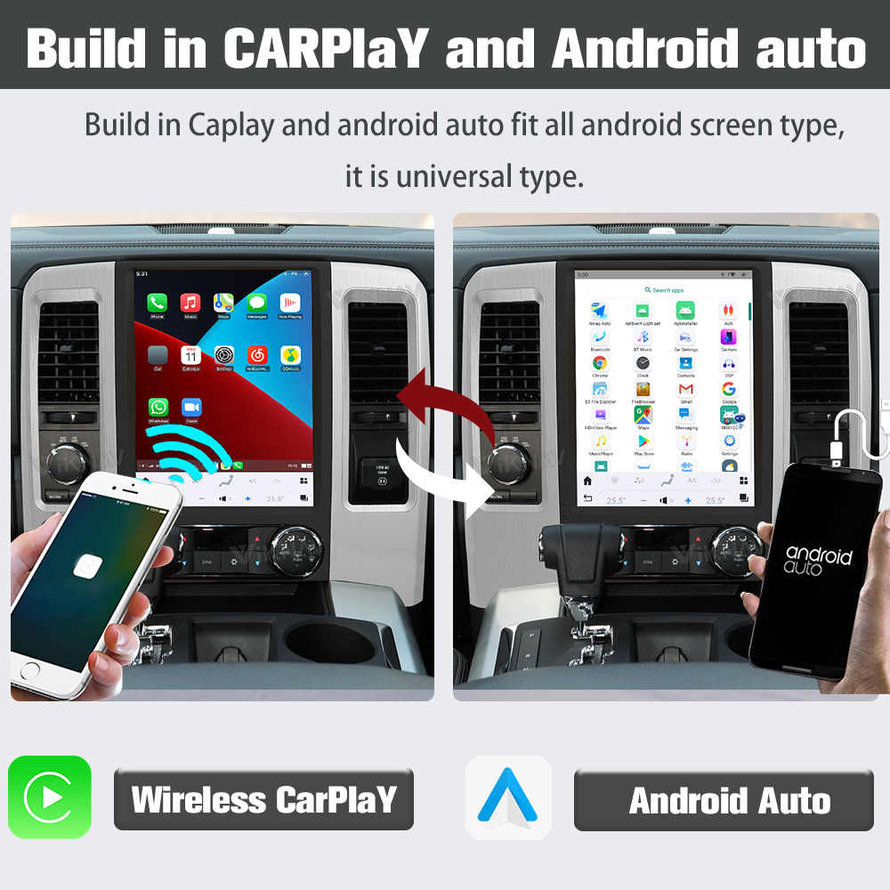 12.1 inch Android Auto Car radio For 2008-2011 Dodge Ram GPS Multimedia player Touch Screen Support Wireless Carplay