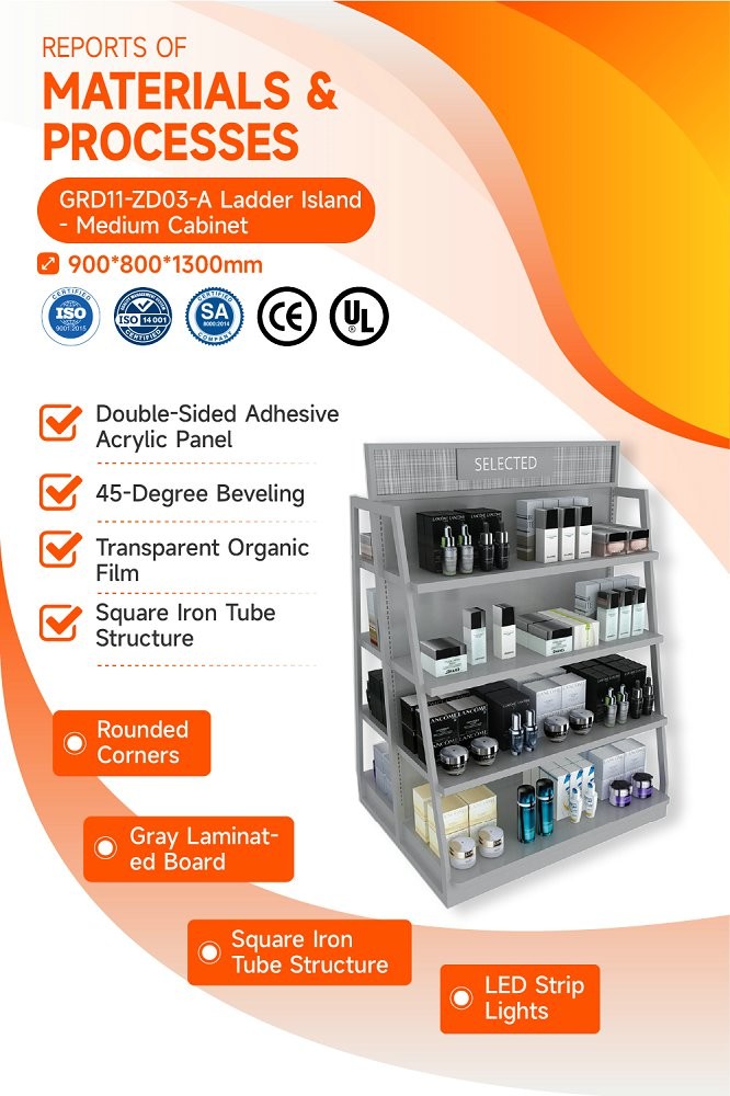 GDR11-ZD03-A Mall Boutique Display with LED Light Strips and T-Pillars and Power Tracks for Retail Stores