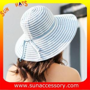 Quality AK17561 fashion Wide brim sunny beach paper straw floppy hats for womens in stock , promotion cheap hats . wholesale