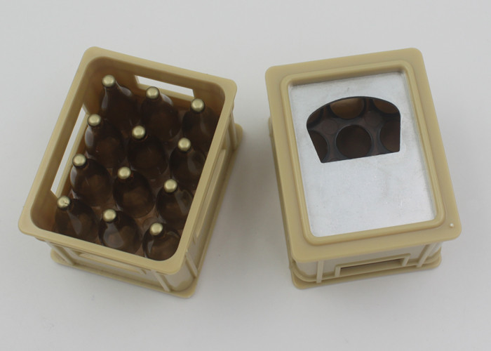 Plastic ABS + Metal Automatic Bottle Opener Crate Shaped With Logo Imprint