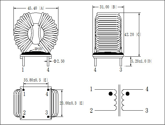 High Current Common Mode Choke / Toroidal Choke Coil 25mm Size OEM Accepted