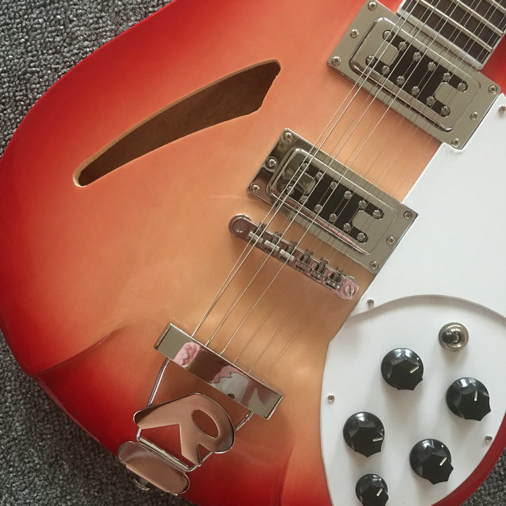 Cherry red 24 frets and12 strings Rickenback 360 electric jazz guitar semi hollow Ricken 330 jazz guitar