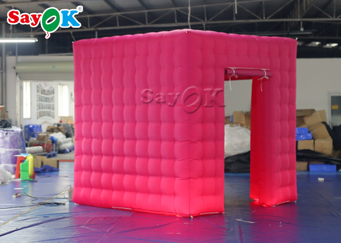 Event Booth Displays Square Double Middle Door Video Inflatable Photo Booth With Led Light