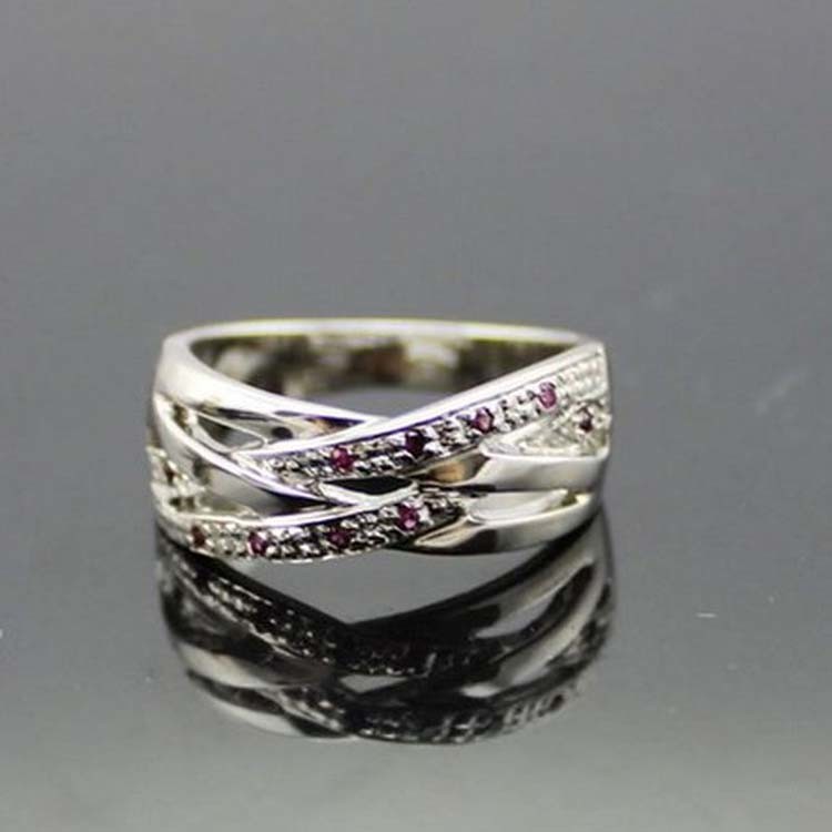 Women Jewelry 925 Silver Green Cubic Zirconia Crossover Ring(FR0146)