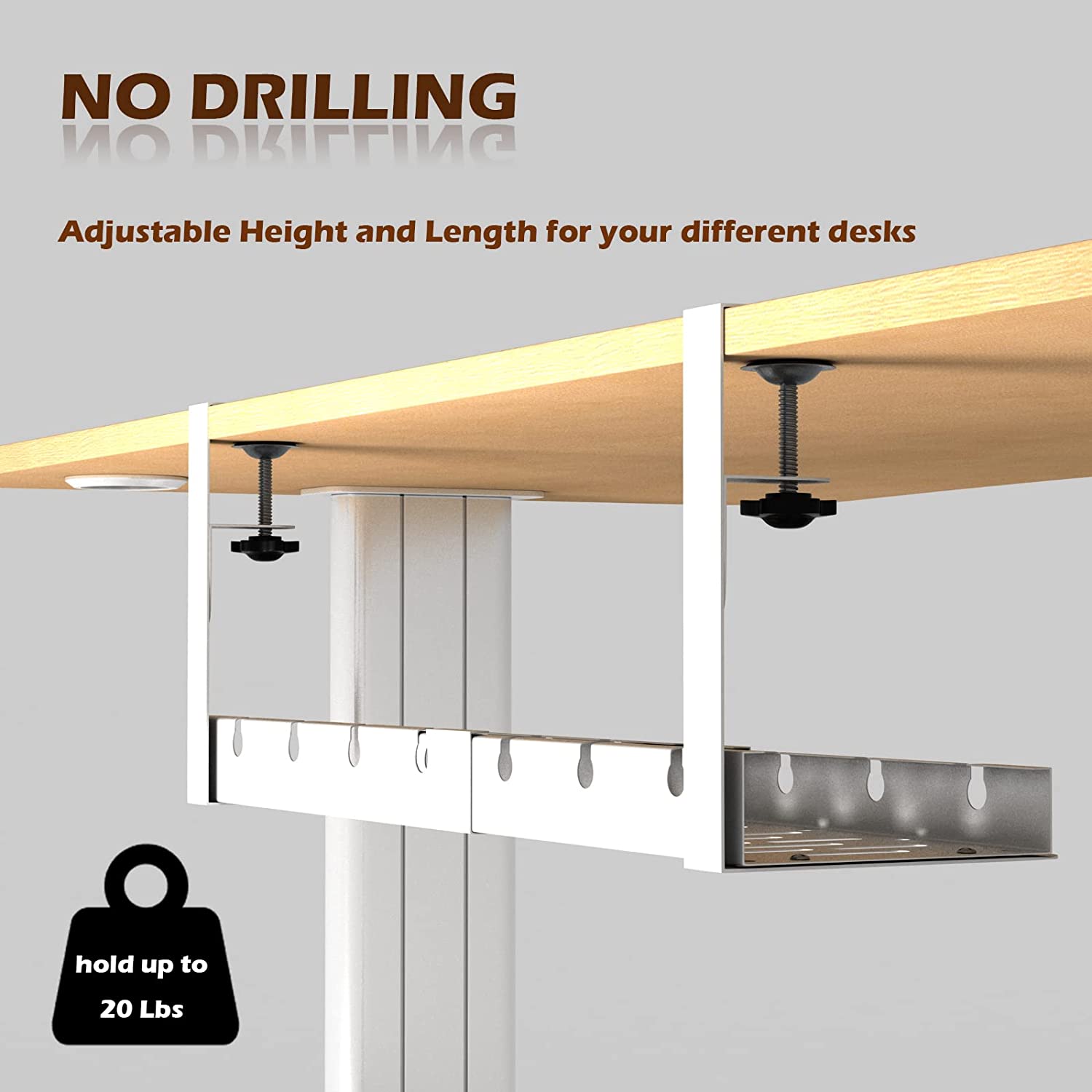 OEM/ODM Acceptable Under Desk Cable Management Tray with Holder Ties