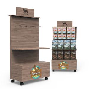 Quality Dog And Cat Products Cleaning Toy Wooden Half Tray Floor Display Shelf For Pet Shop wholesale