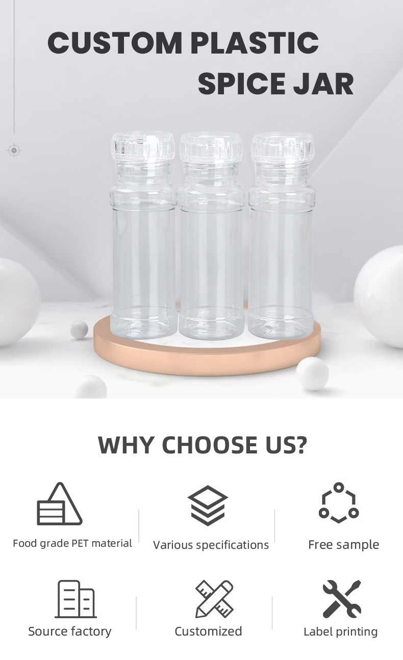 Food Grade Shaker Plastic Spice Bottles 350ml 500ml PET Spice Jars