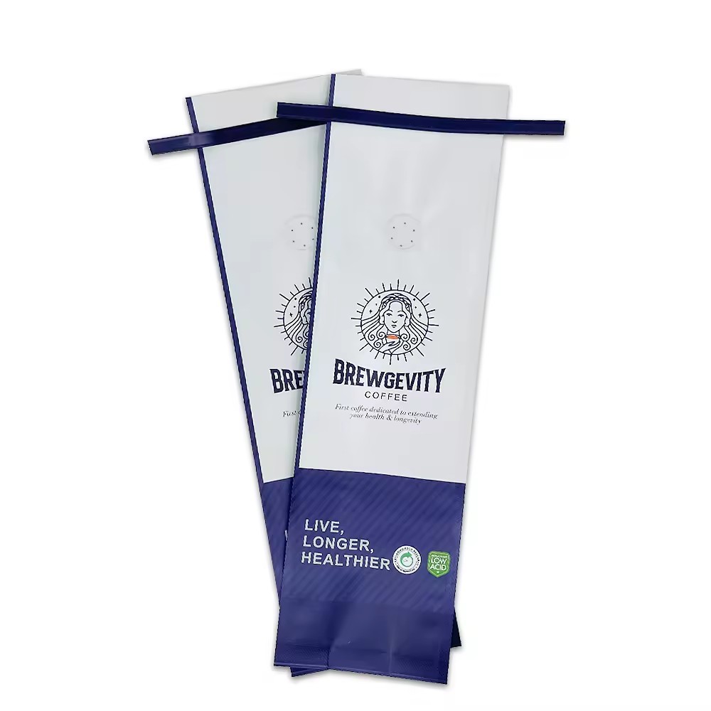 1kg 2kg Laminated Side Gusset Pouch Custom Logo Printing Coffee Powder Bag With Tin Tale