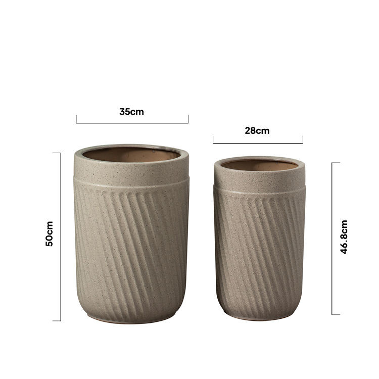 Popular design modern home balcony floor decor plant flower pots cylinder tall ceramic garden pots