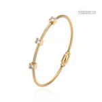 Glisten Big Rhinestone Bracelet 14k Gold Plated Stainless Steel Bangle For Gift