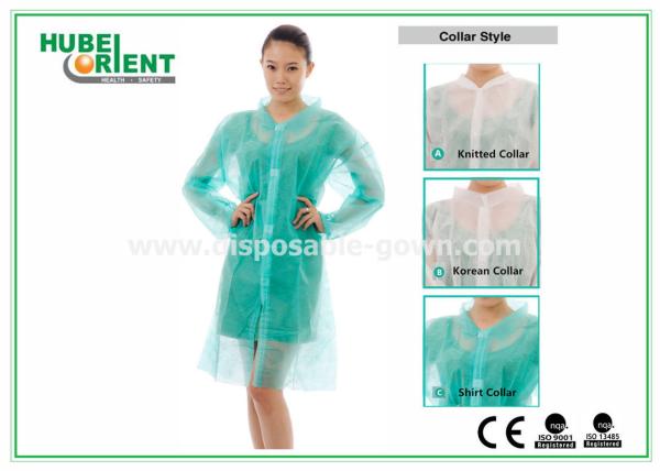 Cheap ISO13485 Elastic Wrist Disposable Lab Coats With Velcro Closure for sale
