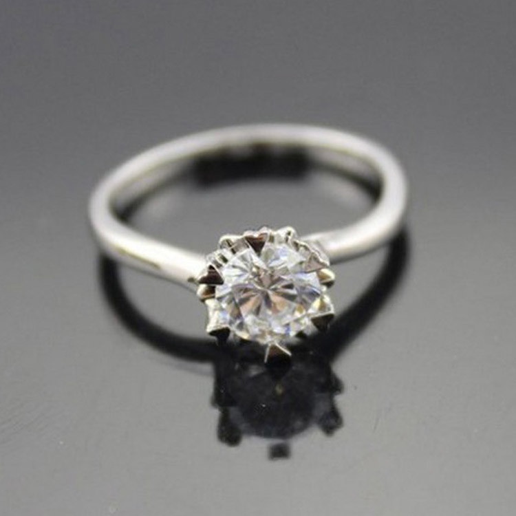 925 Sterling Silver Engagement Ring with CZ Diamonds(F38-2)