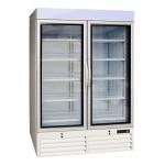 Double Glass Door Commercial Refrigerator , Drink Display Cooler With LED Light