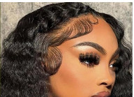 Short Curly Human Hair Wigs Curly Lace Front Wigs Human Hair Blue Demo Comen
