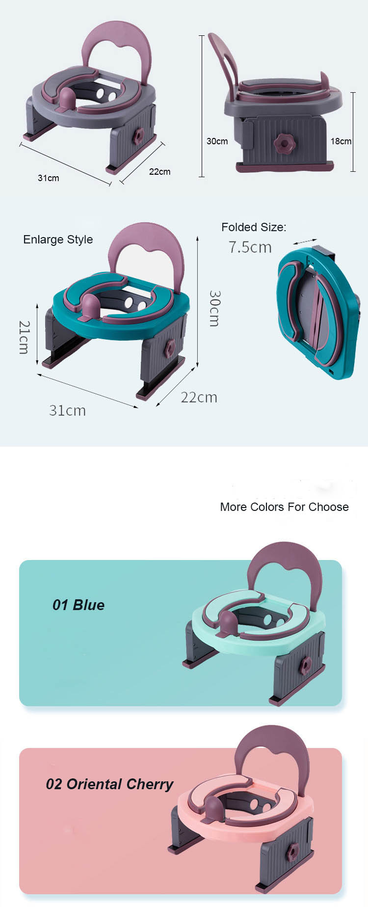 Ocean Blue Oriental Cherry Baby Potty Seat with Customized Logo