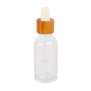 Quality Round Cosmetic Dropper Bottle Bamboo Glass Dropper Bottle 15ml 20ml 30ml 50ml 100ml wholesale