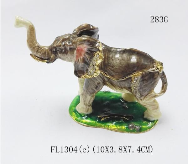 pewter family elephant jewelry box,elephant shape bejeweled box,alloy elephant