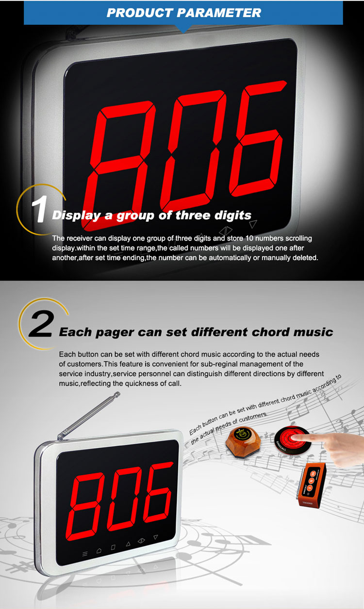 Restaurant equipment remote table number calling system