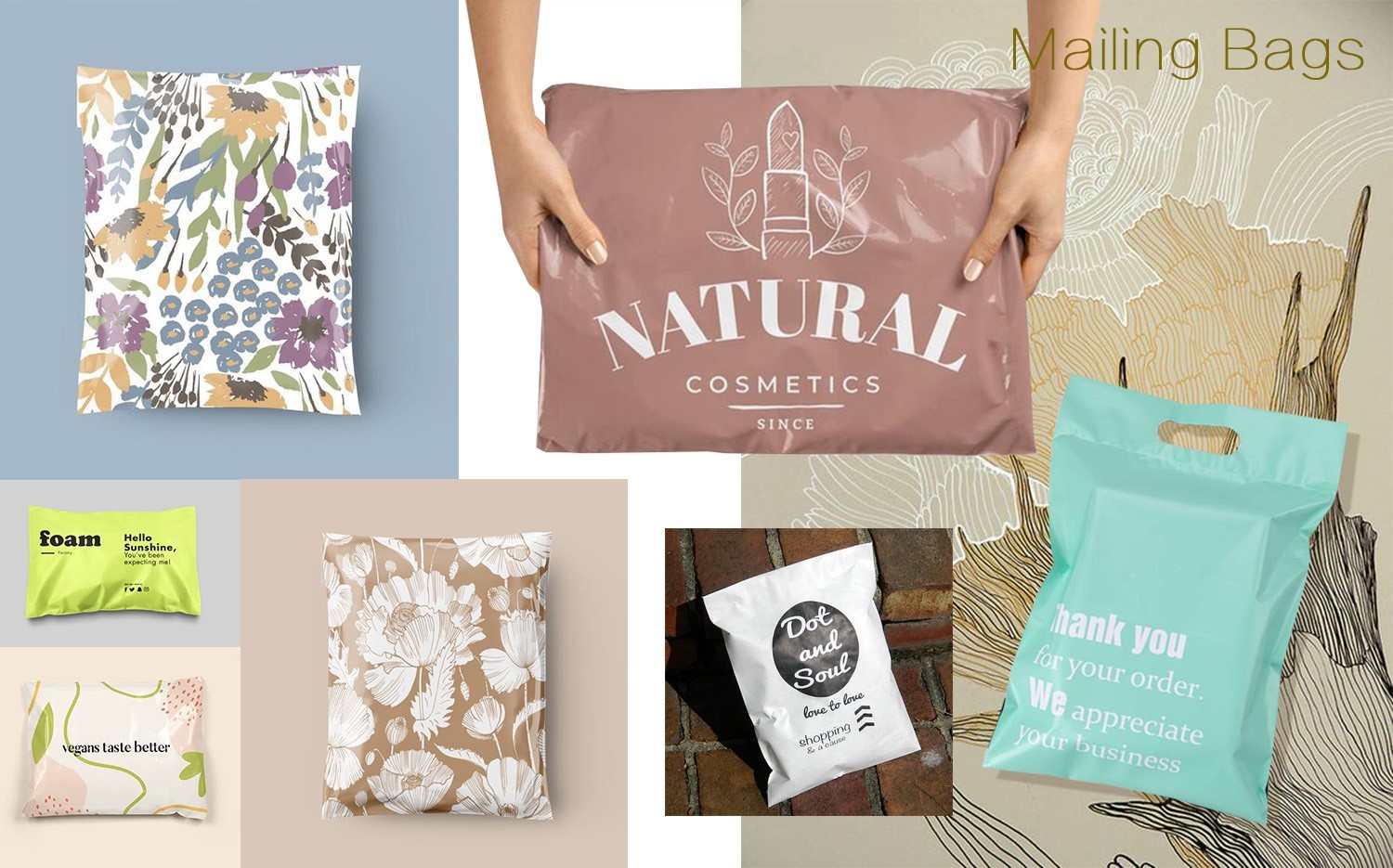 White Blue Pink 4C Printing Poly Mailer Bags 255*325mm Large Poly Mailers