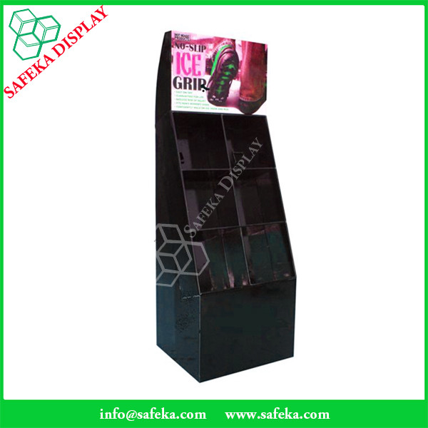 Customized printed Promotion Rack advertising shelf Cardboard shoe store display racks with pockets