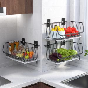 Quality Wall Hanging 20KG Bearing 41cm Length Steel Kitchen Basket Rack wholesale