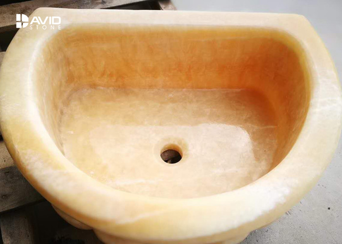 Marble Stone Bathroom Wash Basin Oval Or Round Shaped Anti Deformation