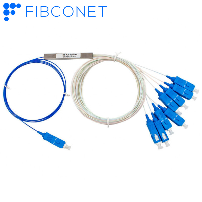 1*8 SC/UPC Connectors Fiber Optic Communication Cables for FTTH Mini PLC Splitter