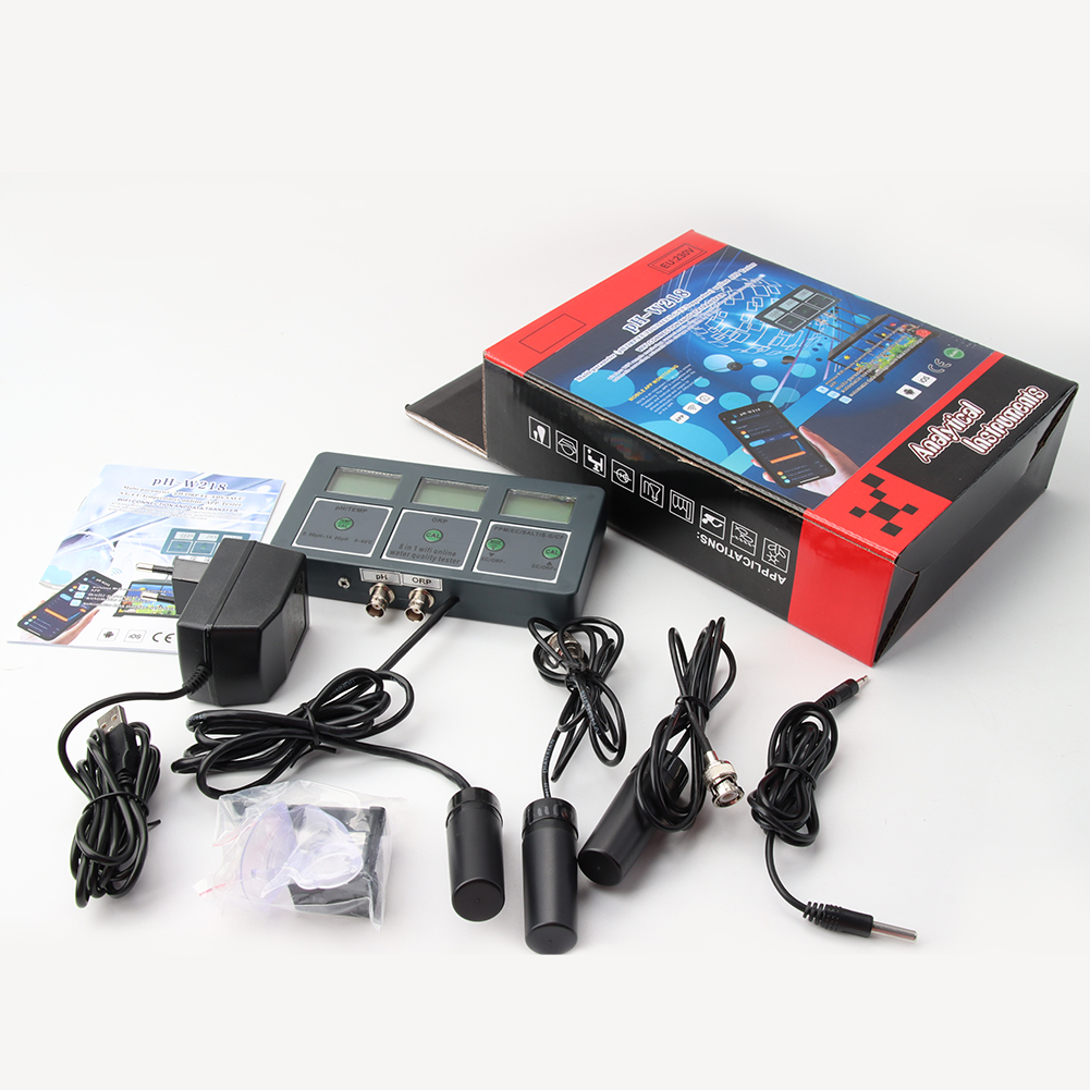 Lab Pool Water Tester Tuya WiFi 8 in 1 Digital PH/TEMP/ORP/PPM/EC/SALT/S.G/CF Testing