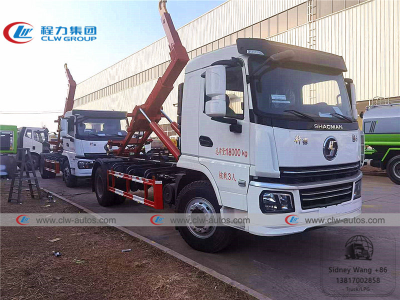 Shacman 10 Ton Hydraulic Hooklift Garbage Truck With 10000L Container