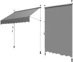 Clamp Awning 250 X 130 CM, Dark Grey, Patio Canopy Sun Protection, Height